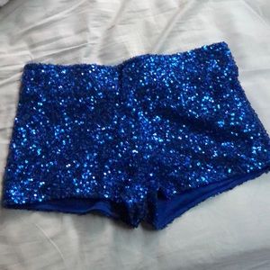 Blue sequin shorts!